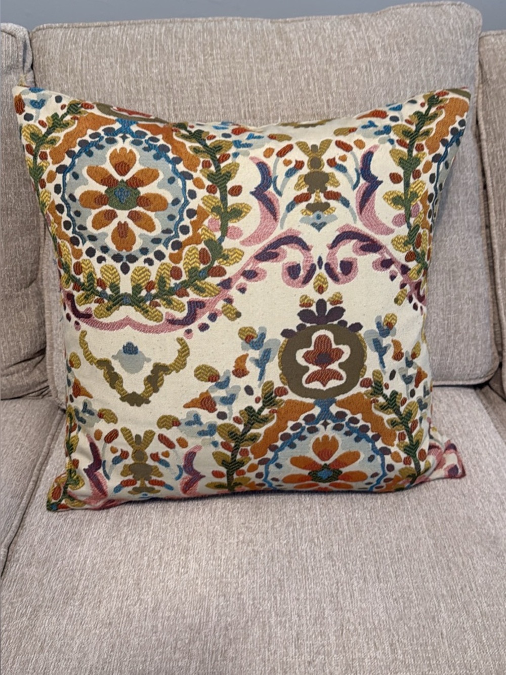 Embroidered Multicolor Decorative Throw Pillow